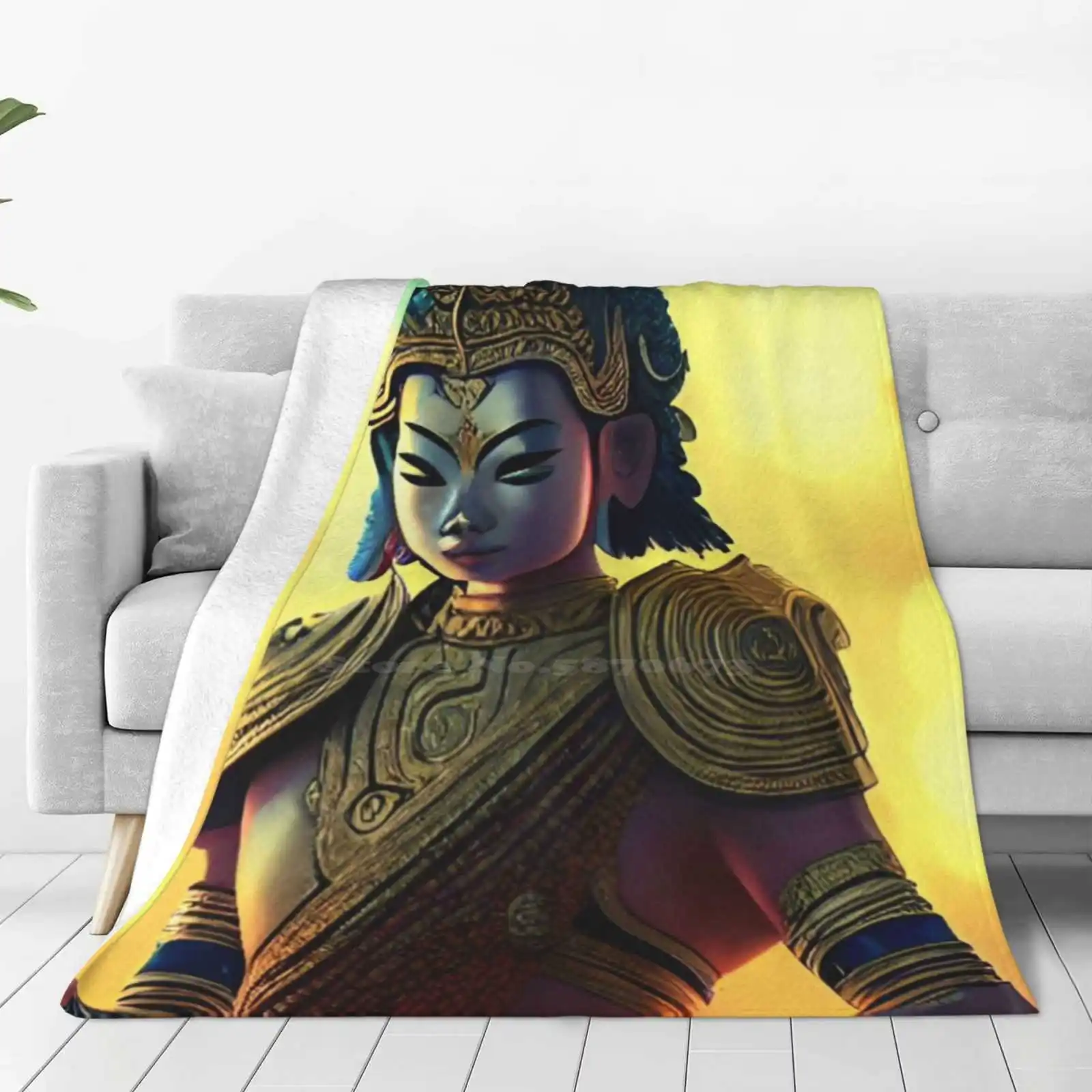 Galactic Apsara X Samurai New Selling Custom Print Flannel Soft Blanket Khmer Cambodia Fanart Comic Art Concept Mash Up Science