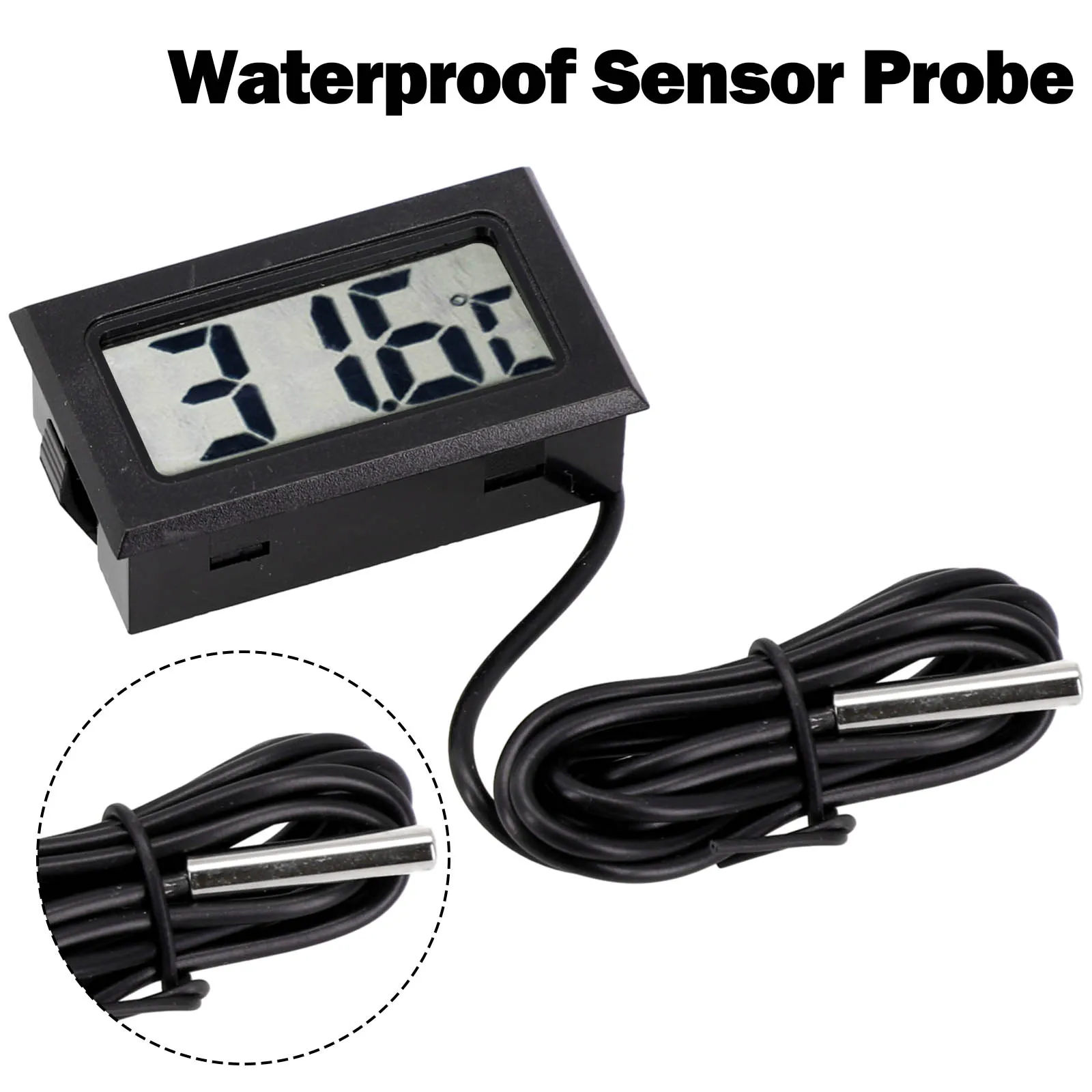 LCD Digital Thermometer with Waterproof Sensor Probe Temperature Gauge for Refrigerated Cabinets and Display Counters