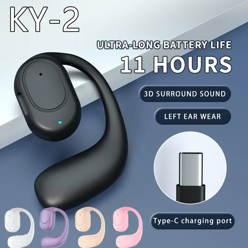 KY2 Wireless Bluetooth Earphones Air Conduction OWS Headphone HiFi Ear-Hook Music Sports Noise Cancel Headset For Smart Phones