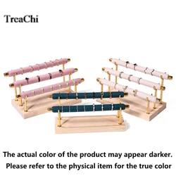 Solid Wood Base Ring Display Stand Sponge Rod Multi-Layer Ring Storage Detachable Metal Frame Jewelry Display Stand