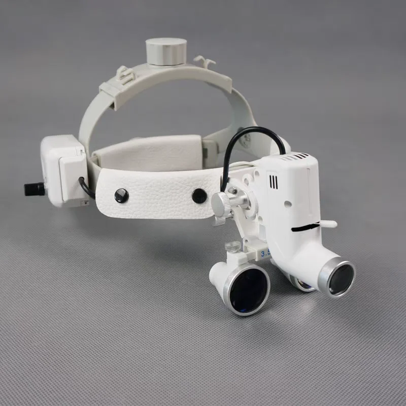 High Power 5W Dental LED Headlight with 2.5X 3.5X Binocular Loupes – Adjustable Brightness Surgical Light for Lab & Clinic Use