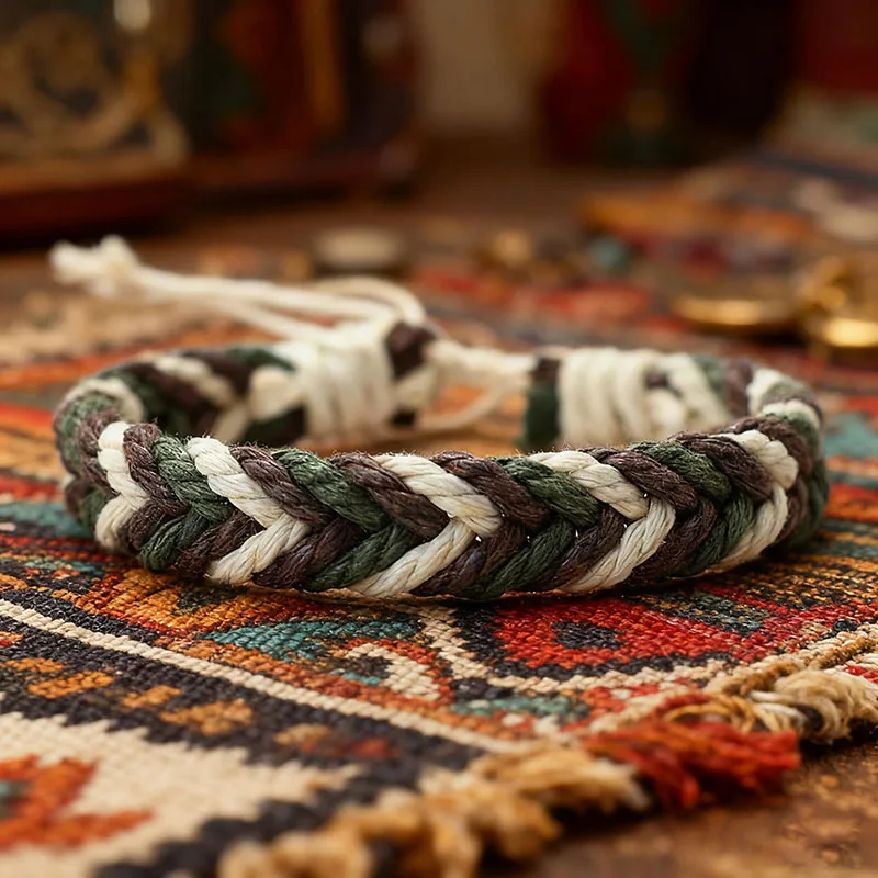 فريدة من نوعها اليدوية المنسوجة سوار للجنسين نمط العرقية قابل للتعديل مضفر التفاف سوار شارة مهرجان عادية زوجين الملحقات