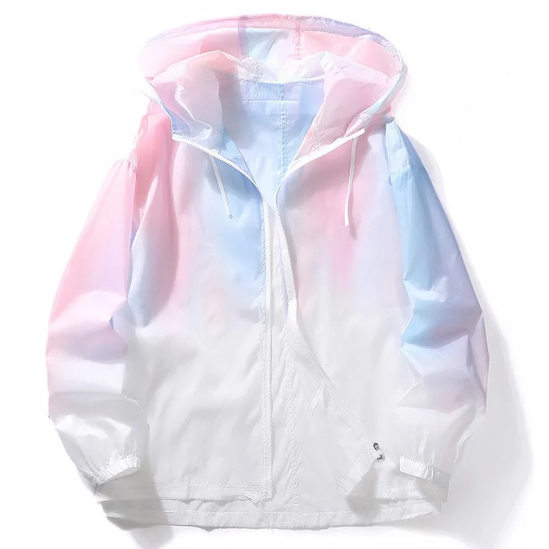 

Sunscreen Jacket for Men High Quality Gradient Color Casual Loose Windbreaker Jacket Breathable Waterproof Outdoor Jacket
