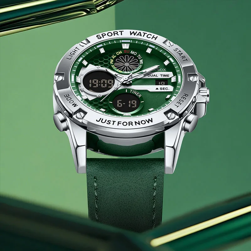 فوكس بوكس 2026 ماركة الساعات الفاخرة رجالي مقاوم للماء تاريخ مضيئة ساعات رجالية توقيت مزدوج كوارتز ساعة حائط هدية رجالية montres hommes #5