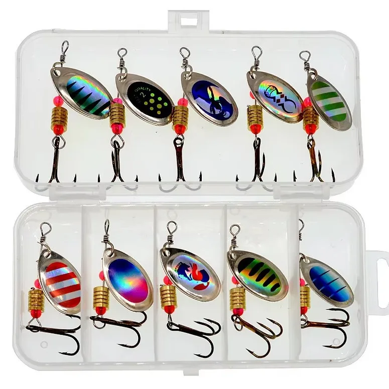

10Pcs set Luya bait compound rotating sequin metal sequin hook simulation fake bait Luya bait