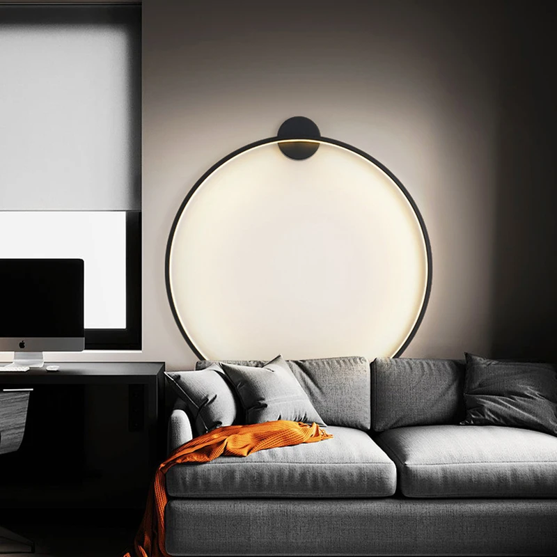 Imagem -04 - Lâmpada de Parede Led Dimmable Anel Dourado e Preto Salão Moderno Iluminação de Quarto e Escadas Colocação Gratuita 30 cm 50 cm 60 cm 80cm Dropshipping