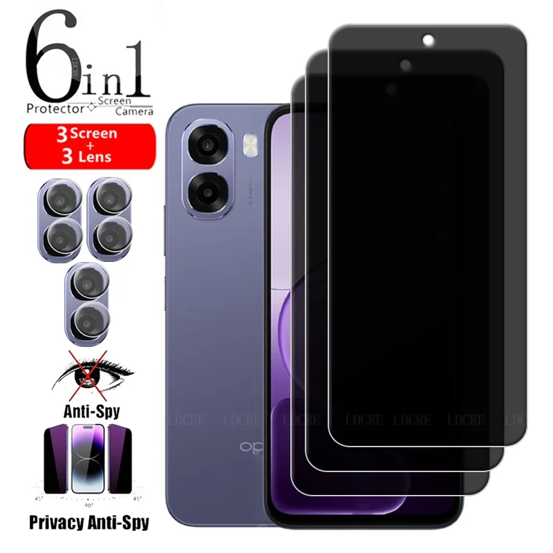 6-in-1 For OPPO A6X Glass OPPO A6X Screen Protector Phone Protective Anti-Spy Privacy Glue Cover 9H For Tempered Glass OPPO A6X