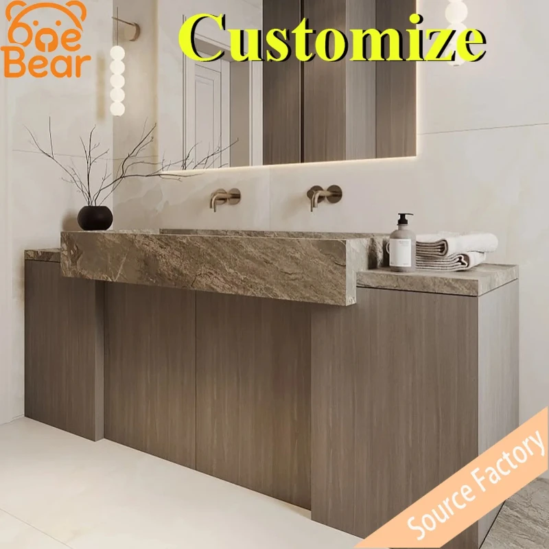 Solid Natural Stone Sink Round Marble Vessel Basin Hand Carved Marble Kitchen Sink for Home Bathroom Kitchen Renovation