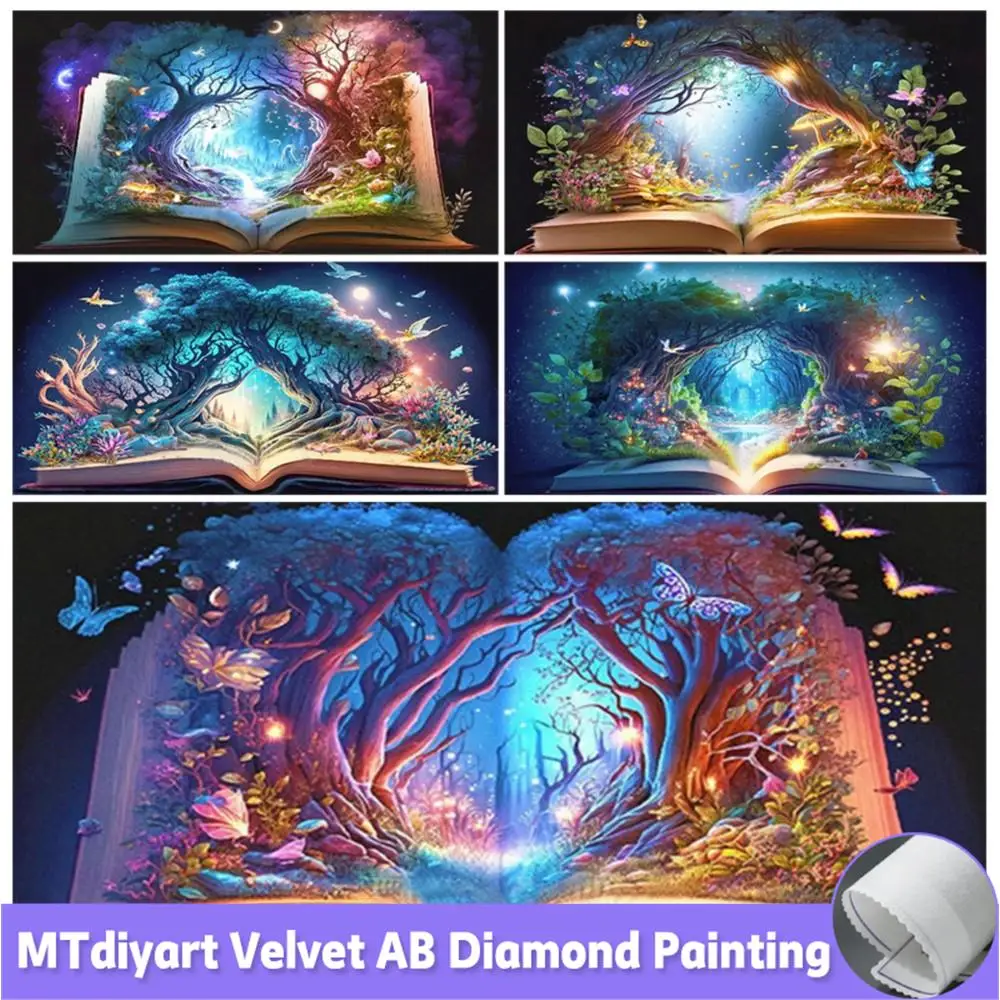 ภาพวาดติดเพชรหนังสือมหัศจรรย์ใหม่2023ภาพภูมิทัศน์แบบทำมือขนาดใหญ่ภาพโมเสกงานปักครอสติช5D ปักเพชรเต็ม