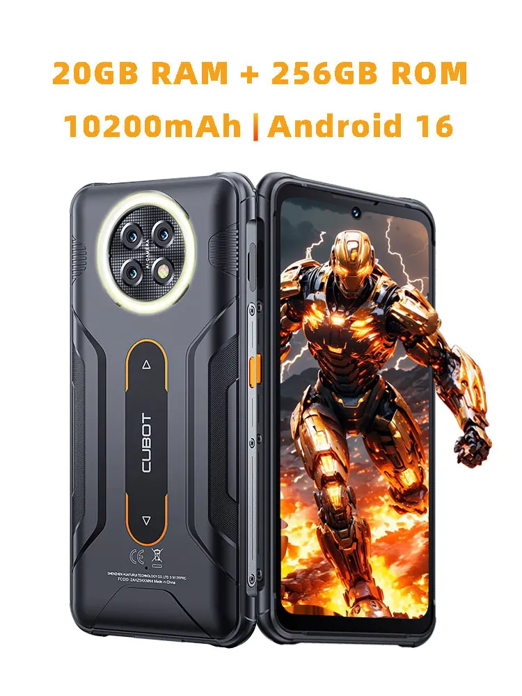 Smartphone Android, Cubot KingKong ACE 5, 20 GB de RAM (8+12 GB ampliables), 256 GB de ROM, batería de 10200 mAh, pantalla de 6,745 pulgadas y 120 Hz, cámara de 48 MP, resistente al agua IP68/IP69K celular, 4G teléfono
