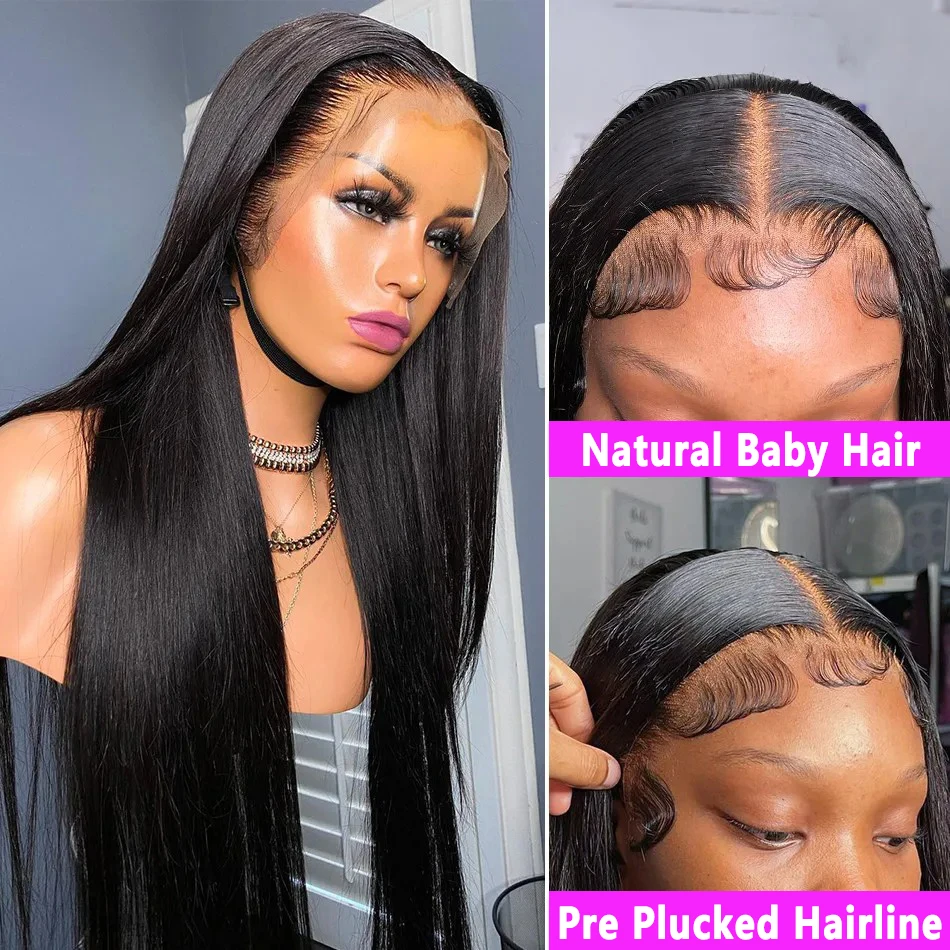 

Pre Plucked 180% Density Straight Transparent Lace Front Wigs Human Hair 13X4 18-26 Inch Frontal Lace Human Hair Wig Brazilian