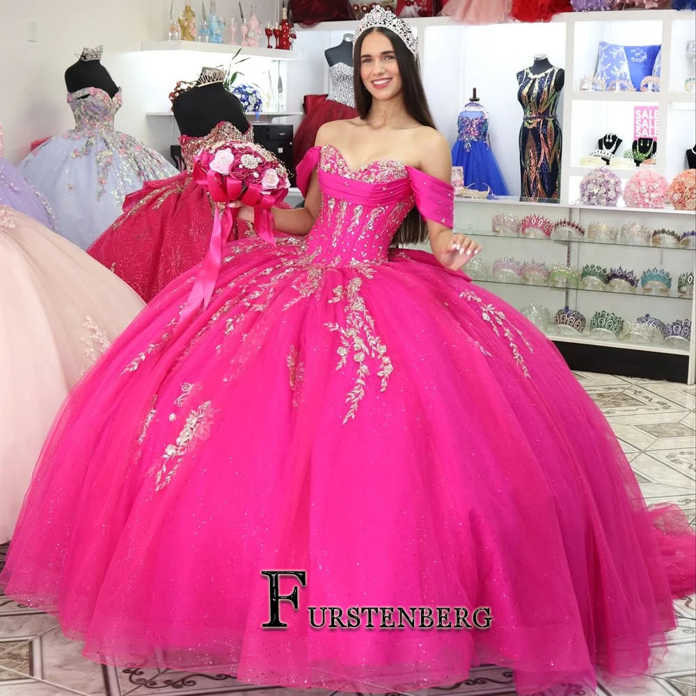 FURSTENBERG Fancy15 سنة فساتين Quinceanera مزينة بفيونكة مكشوفة الكتف فستان حفلة رداء Quinceanera Rouge مخصص #2