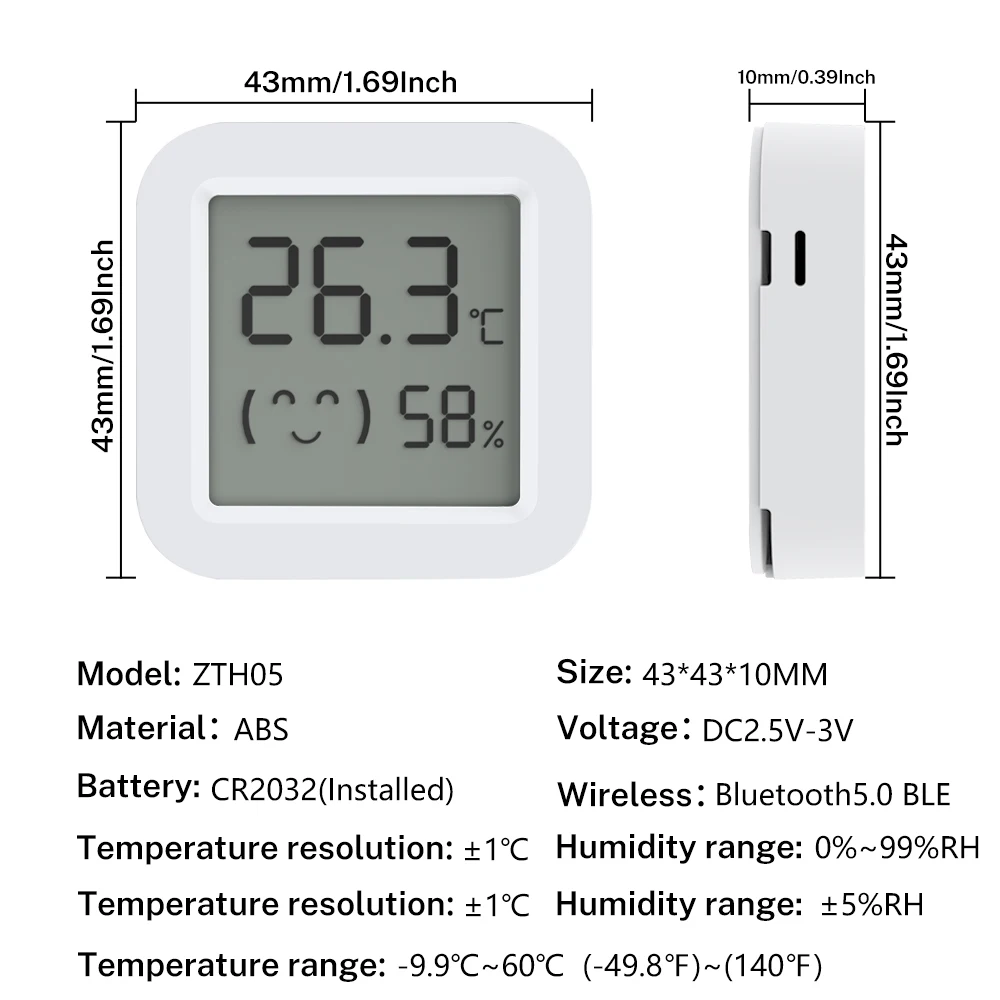 1~4PCS Zigbee 3.0 Temperature Humidity Sensor Require Tuya Zigbee Hub work with Tuya Alexa Yandex Zigbee2MQTT ZHA