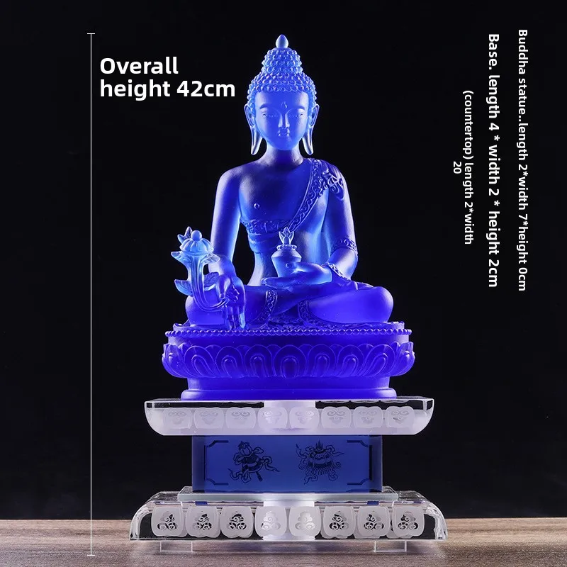 CX Medicine Buddha Ornament Glazed Light Tathagata Buddha Statue Temple Home Furnishing