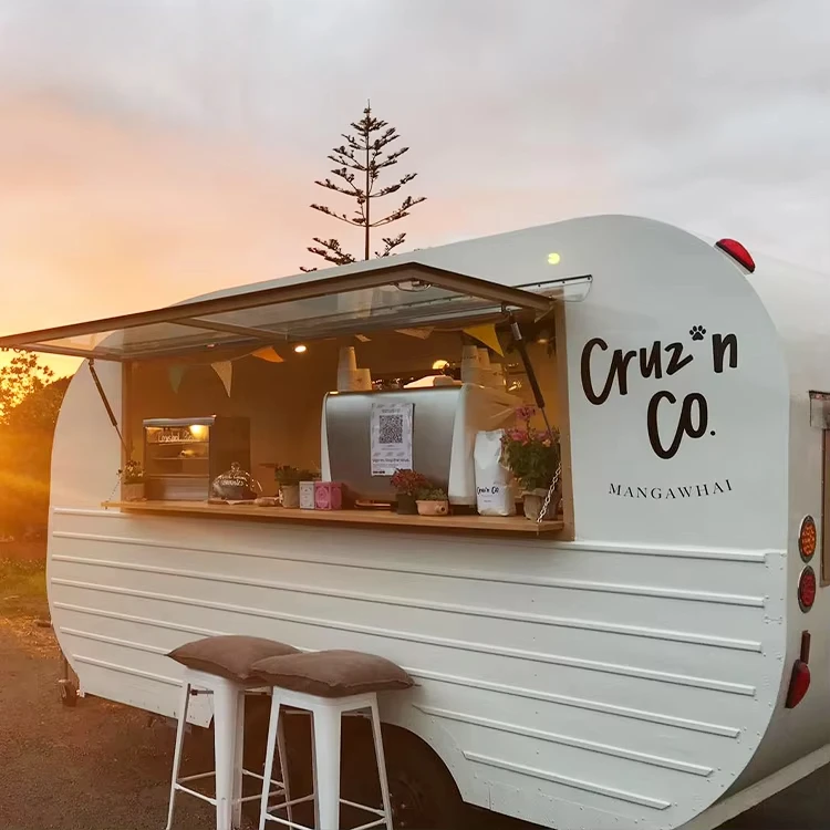 

Mobile Bar Trailer White Coffee Cart Shop Dessert Cart Foodtruck Mobile Beer Drink Fast Food Truck Trailer Fully Equipped