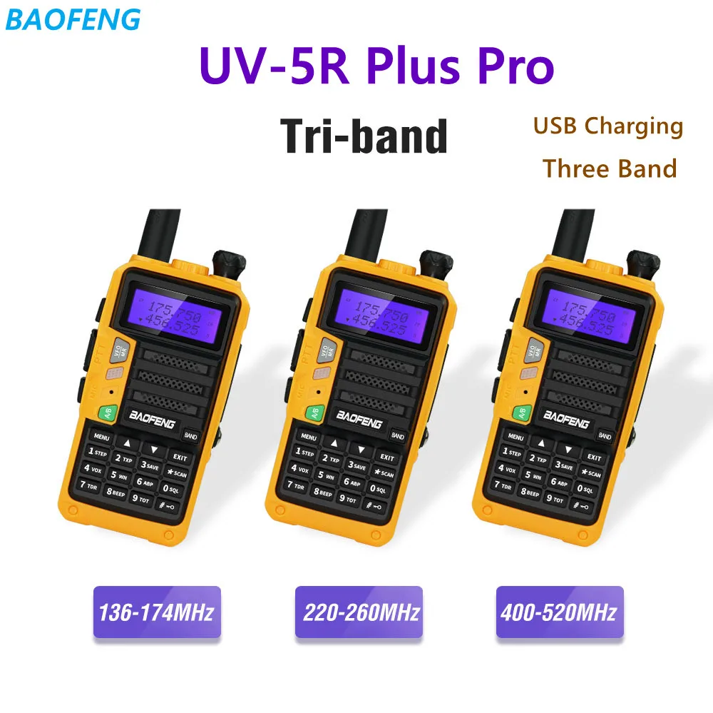 

Baofeng UV-5R plus Pro Portable Car Walkie Talkie Tri Band 245MHz Three Band USB Charging Car Handheld