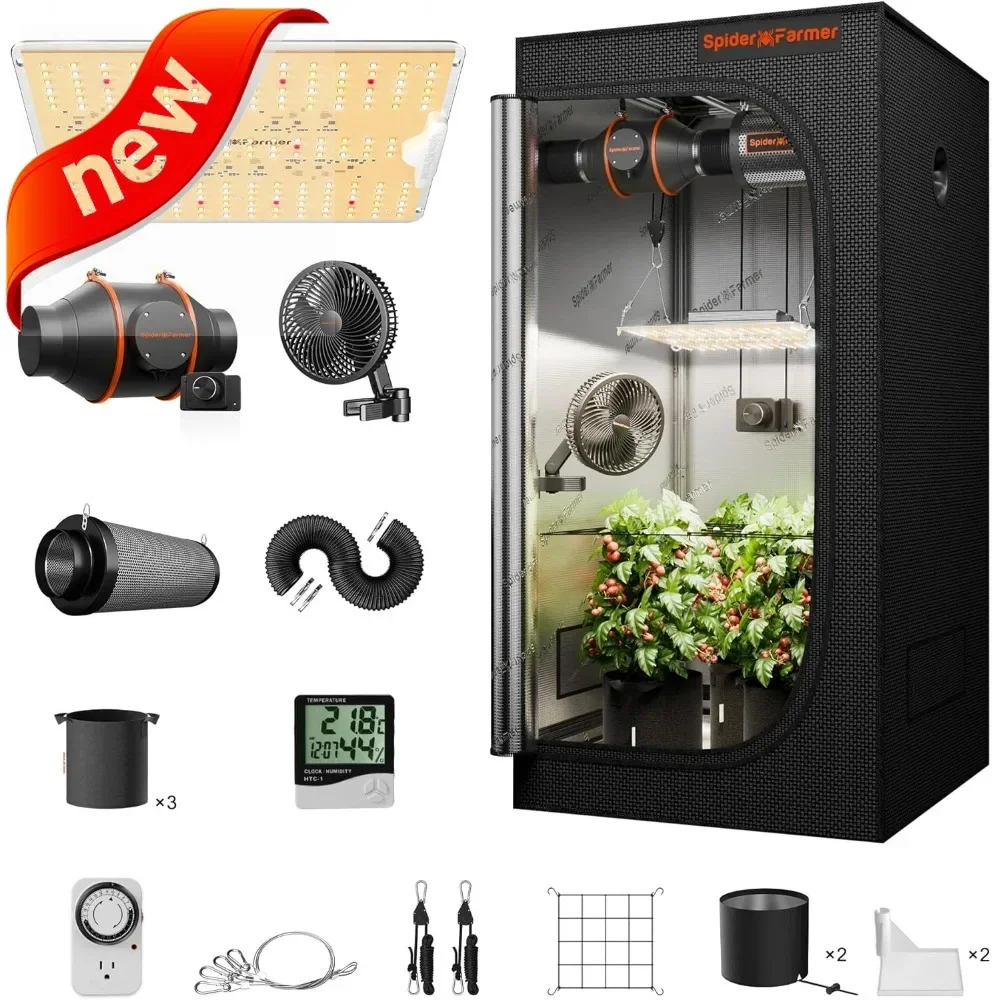 

Комплект для выращивания растений 2x2x5 футов с полноспектральной LED-подсветкой