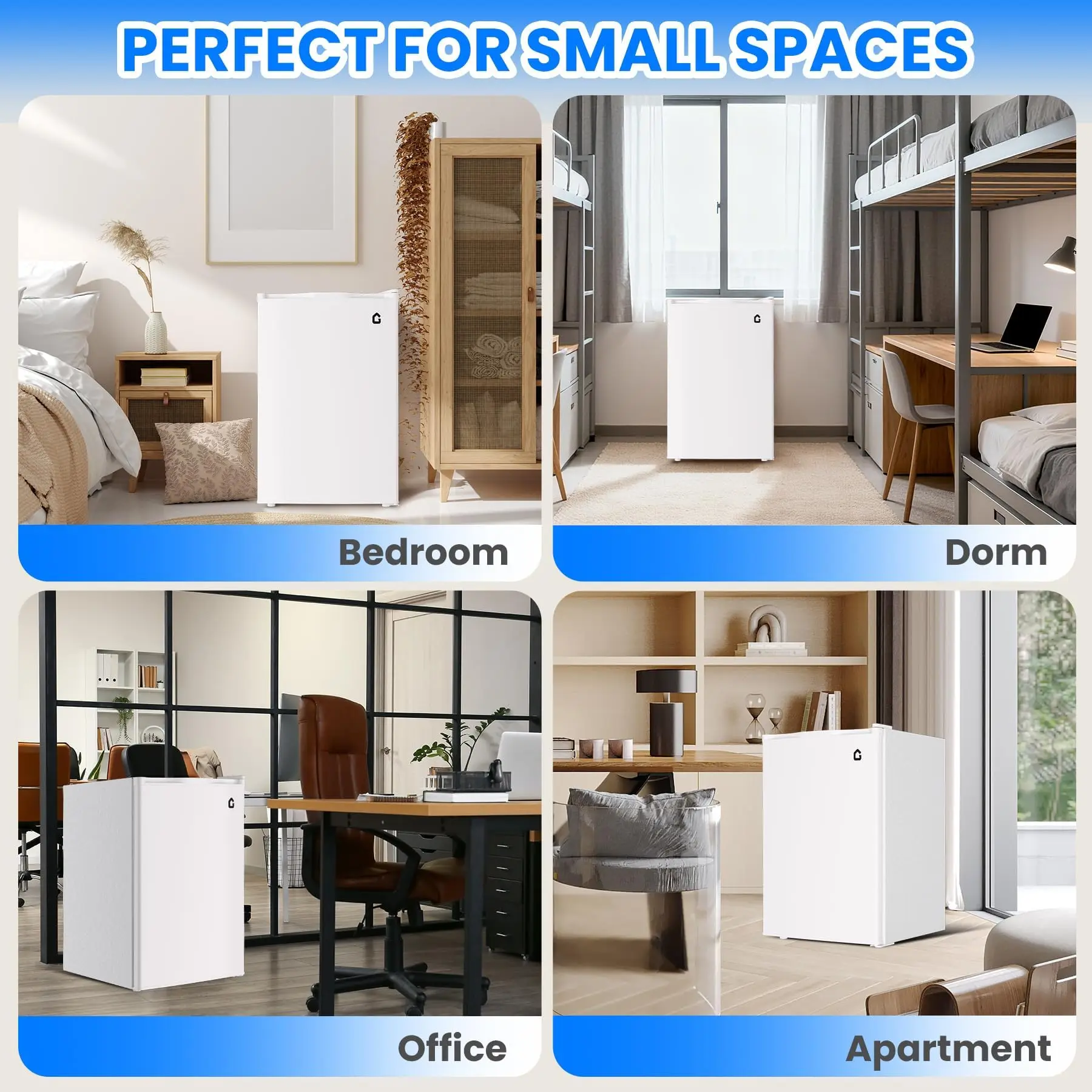 4.5 Cu.Ft Compact Mini Refrigerator With Freezer Quiet Energy-Saving Adjustable Shelves Reversible Door For Dorm Small Apartment