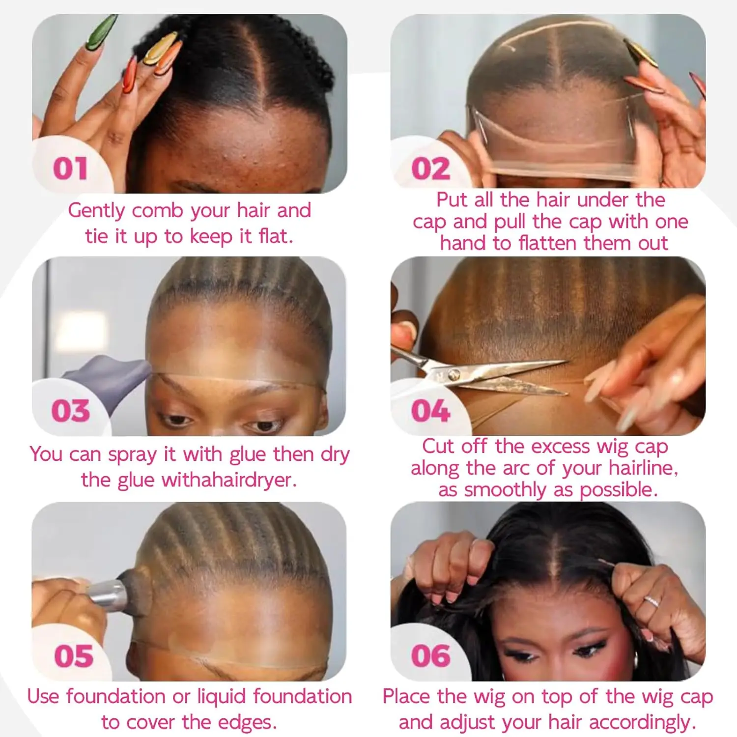 20 قطعة HD غطاء شعر مستعار تخزين قبعات شعر مستعار عدم الانزلاق بسط النايلون قبعات شعر مستعار للنساء ، لينة وتنفس نهاية إغلاق قبعات شعر مستعار