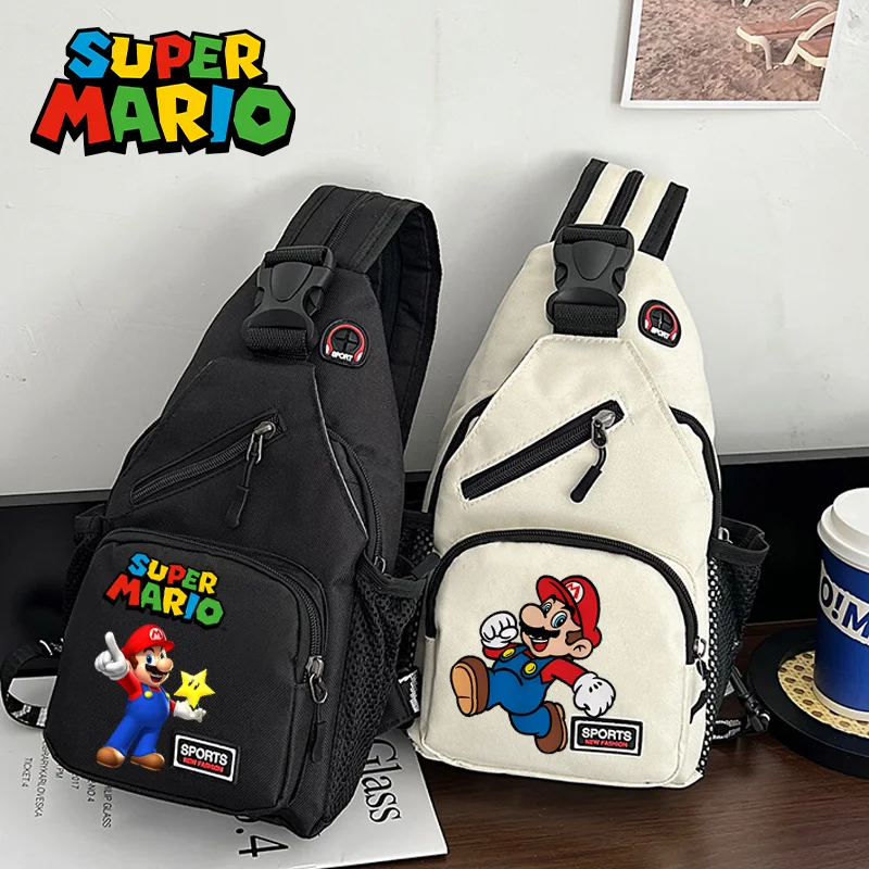 Super marios bros sacos de ombro legal dos desenhos animados anime pacotes ao ar livre casual bolso peito moda cinto bolsa viagem esportes saco presentes
