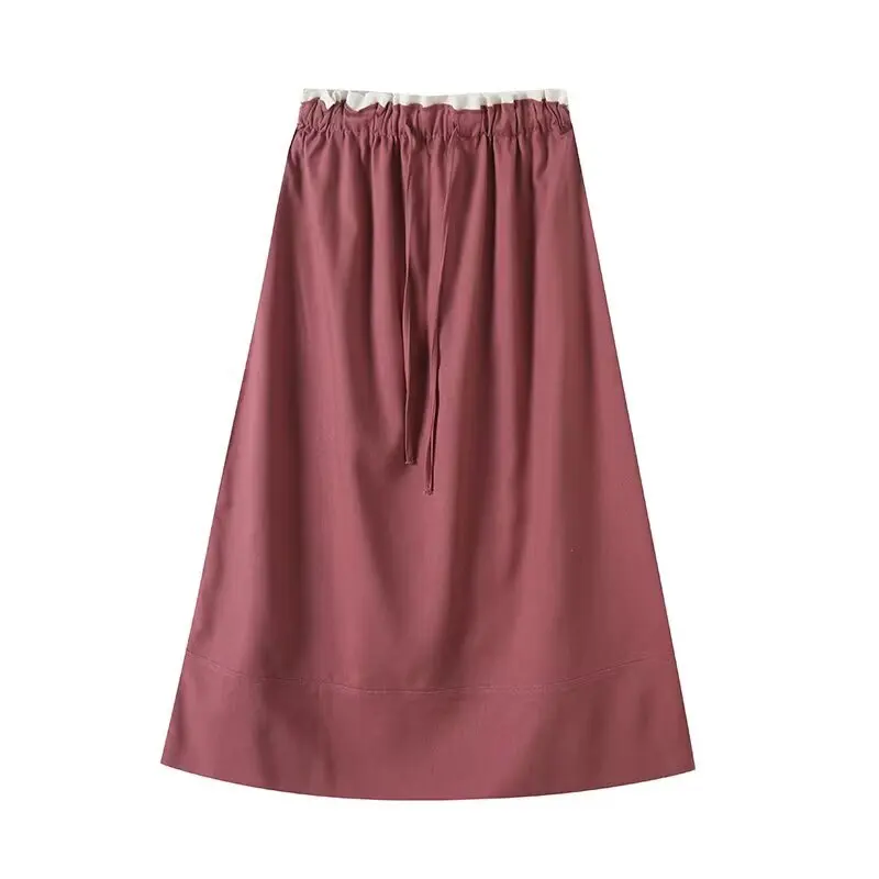 

2025 Summer New Women's Pure Linen Midi Skirt Versatile Commute Friendly mid Waist f Body Long Dr
