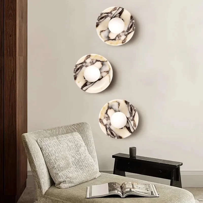 Lampa ścienna z marmuru, włoski styl, luksusowa lampa do salonu w willi, francuski średniowieczny korytarz