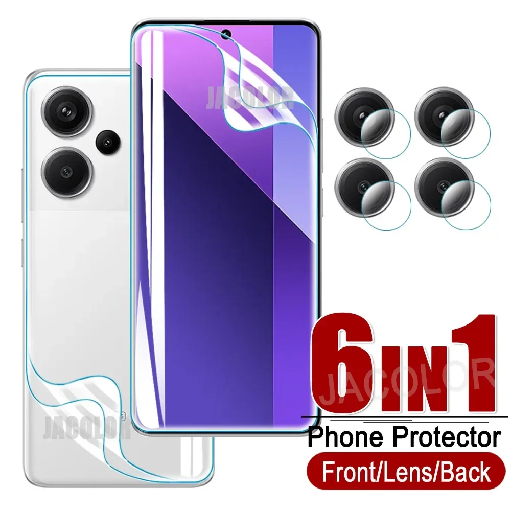 

6in1 Full Cover Safety Hydrogel Film For Xiaomi Redmi Note 13 12S 12 Pro Plus 5G 4G 13Pro 12Pro Camera Lens Gel Screen Protetor