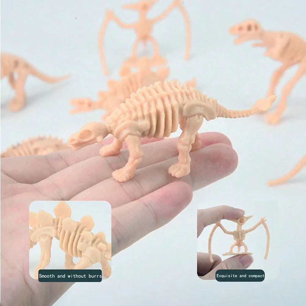 12pcs Mini High Quality PVC Simulated Dinosaur Fossil Specimen Model Educational Puzzle Toy Christmas Gifts For Kid