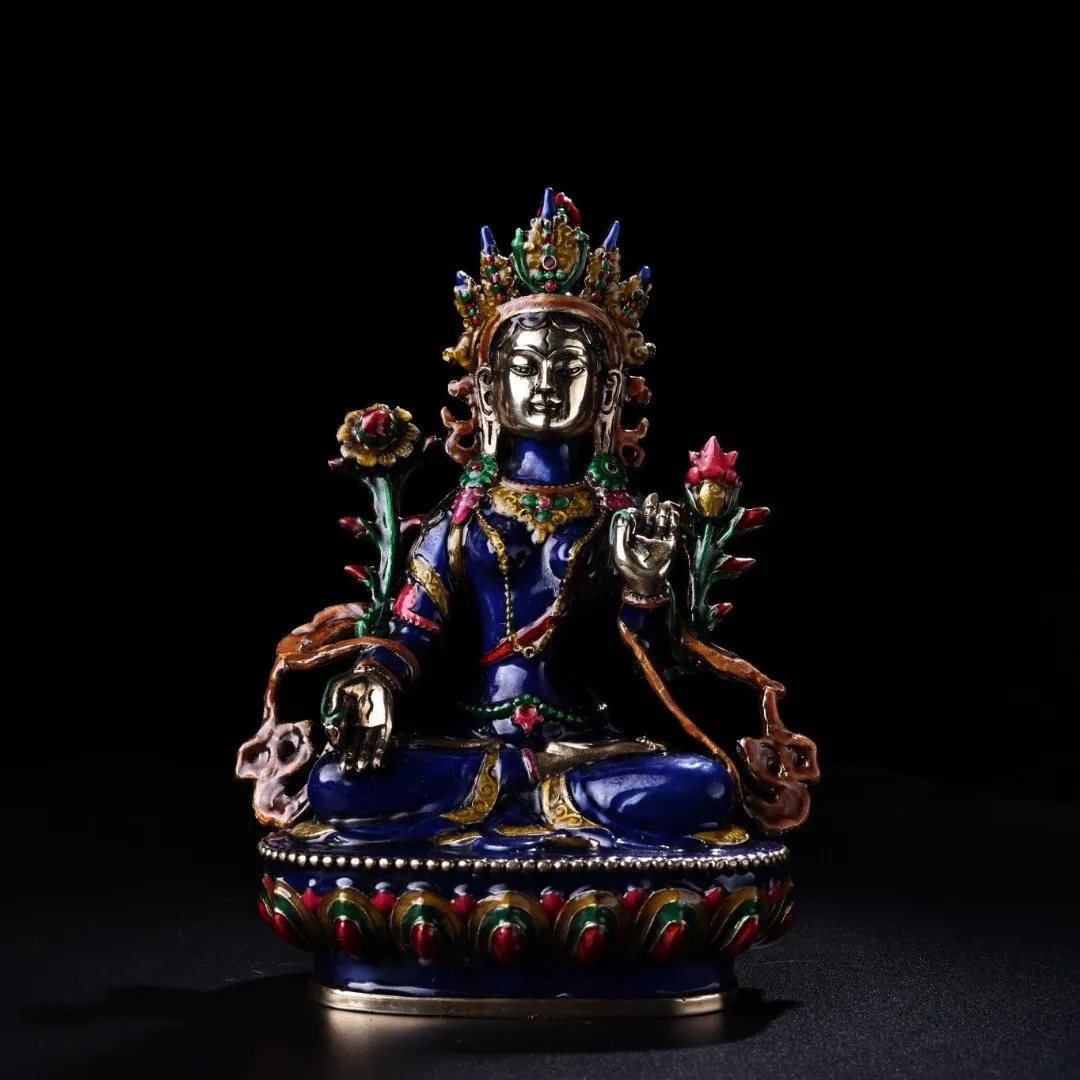 

Antique, Tibetan, Brass, Cloisonne, Colorful, White, Seven Eyed Buddha Mother, Bodhisattva Statue, Guanyin Decoration, Home and