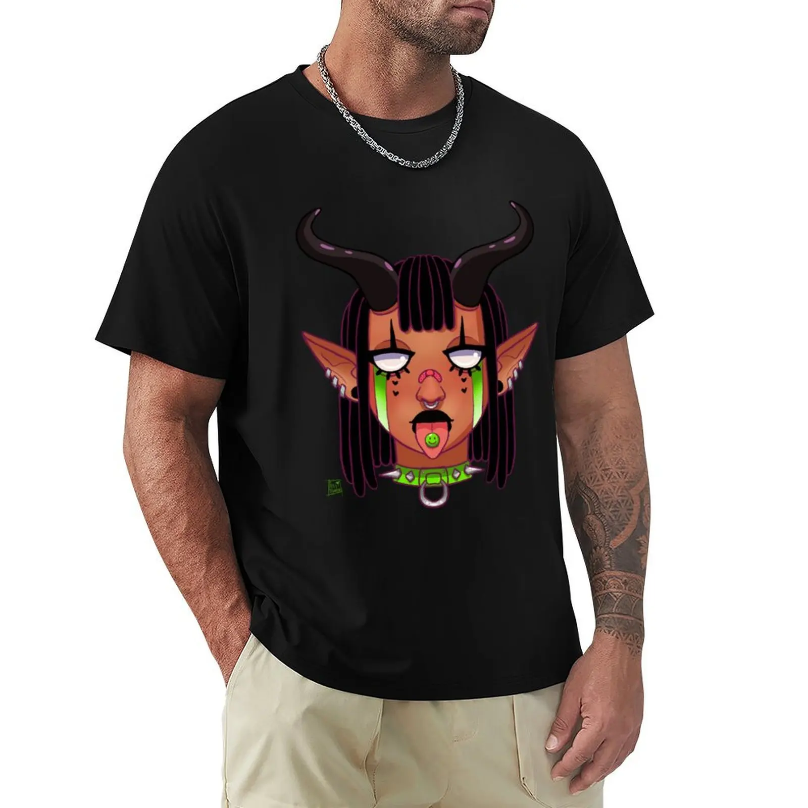Demon Girl With Clown Makeup T-Shirt Novelty Print Casual Tee Shirt