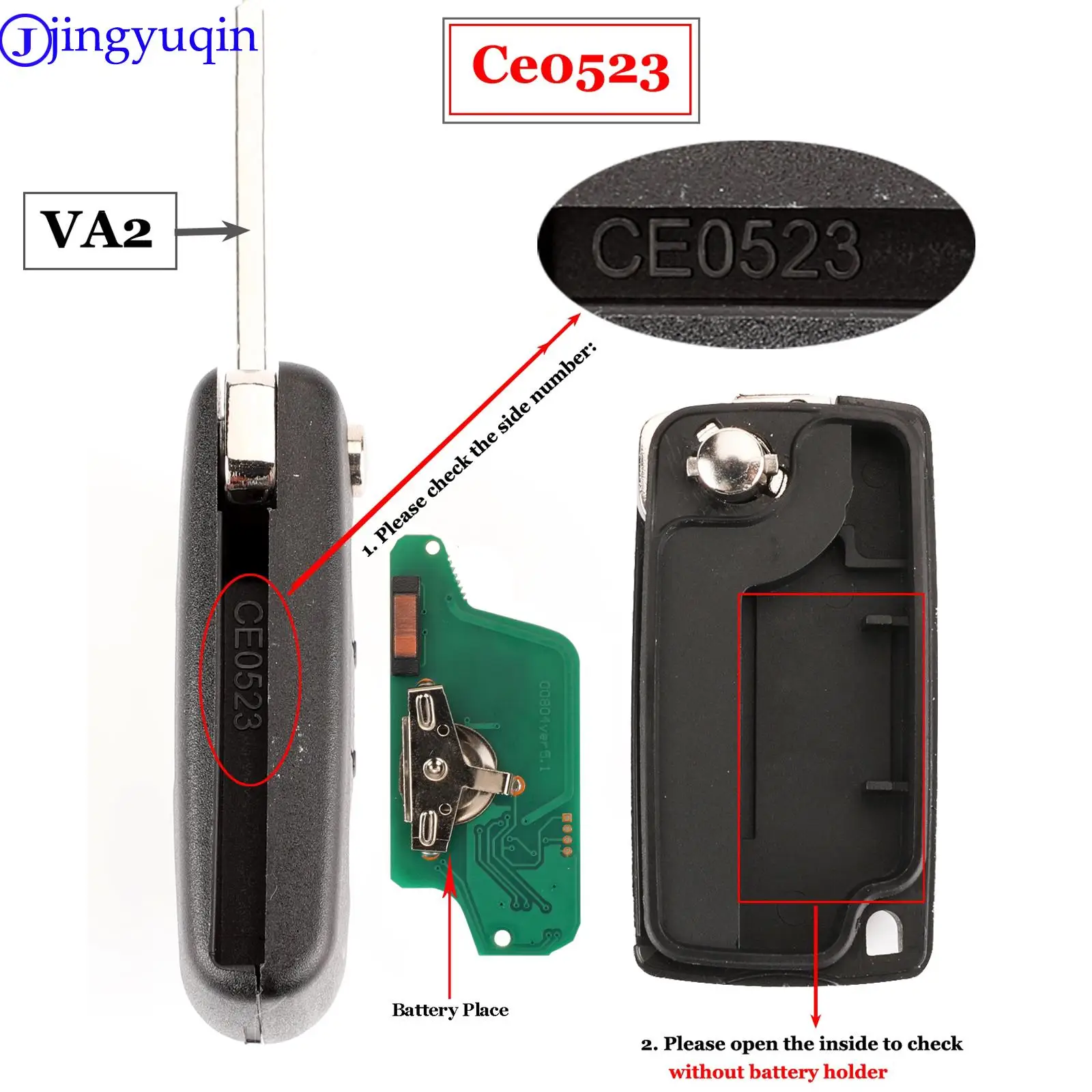 Jingyuqin 3-przyciskowy zdalny kluczyk do Peugeot 207 307 407 308 408 do Citroen Fob 434MHZ ID46 Chip CE0536 CE0523 ASK/FSK HU83/VA2