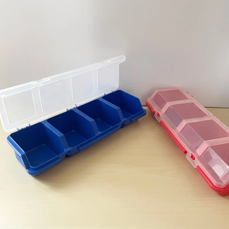 1Pcs Parts Storage Box Plastic Screw Organizer Box with 4 Compartment Tool Part Container Bin with Lid Display Storage Case