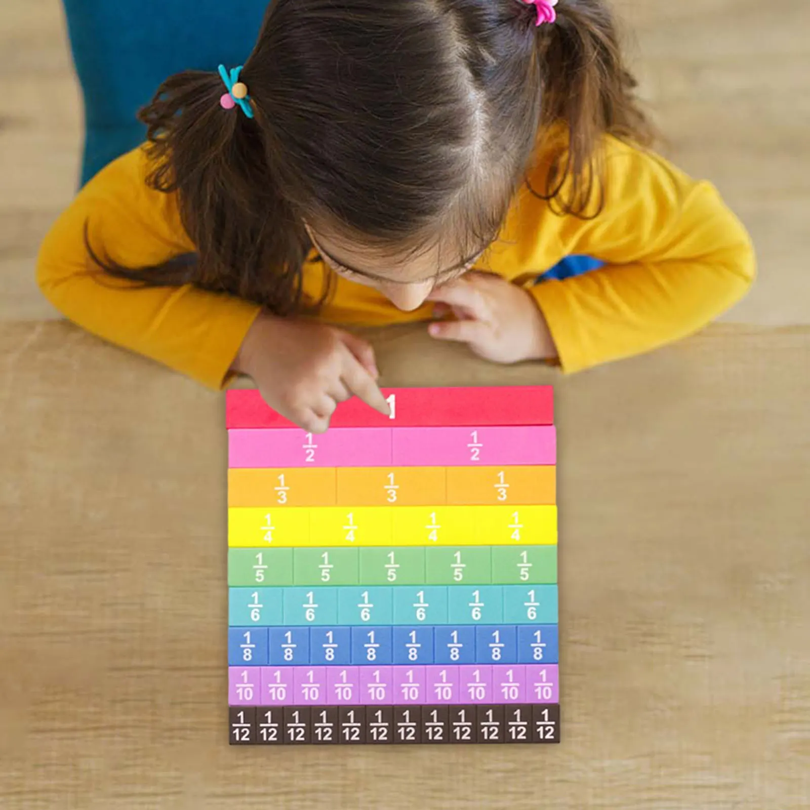 Cubos de matemáticas Montessori para niños, material didáctico de 51 piezas, equivalentes de fracción, accesorios educativos para edades tempranas