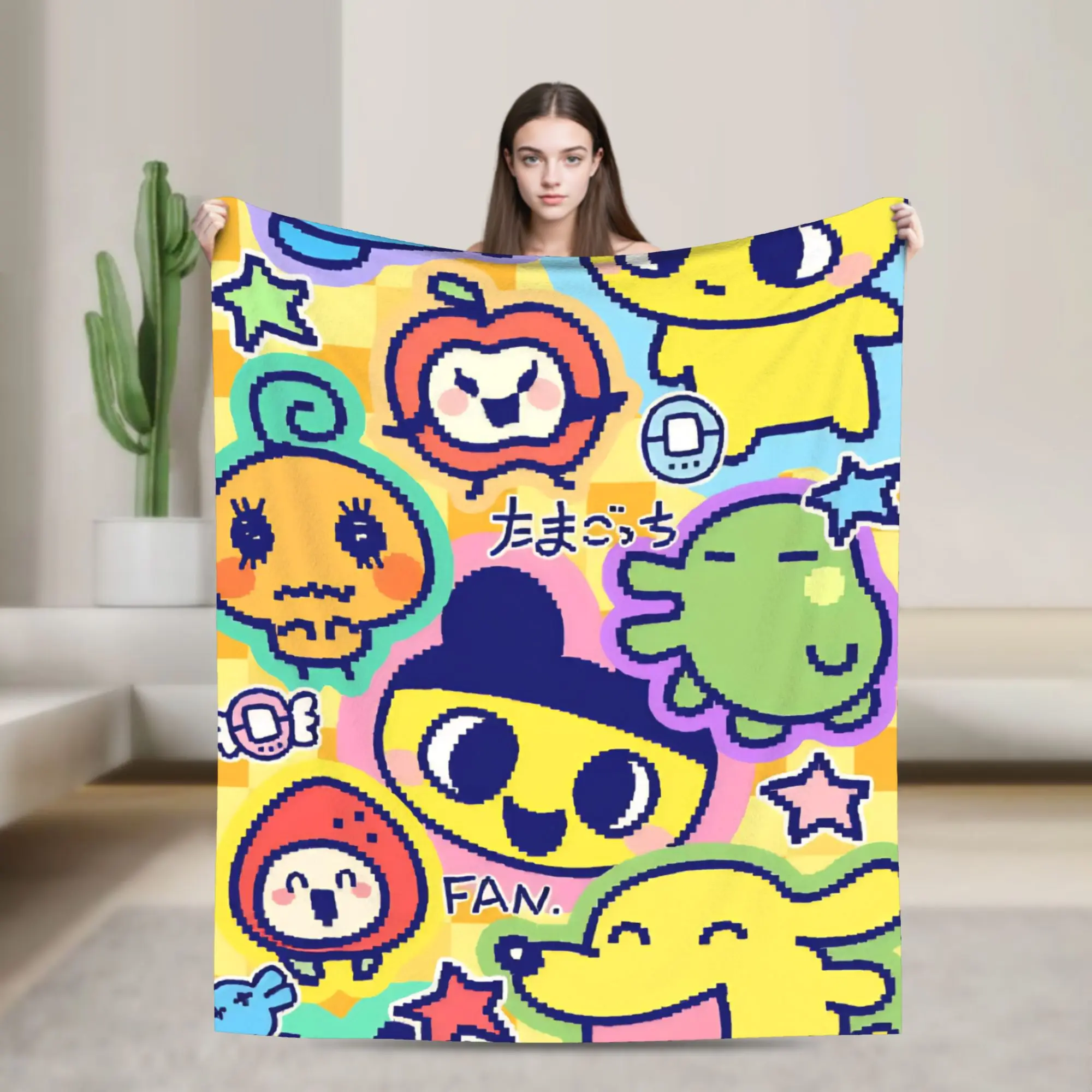 

Плюшевое одеяло-плед Tamagotchis с мультяшным рисунком, летнее, для кондиционированных помещений, милое, портативное, ультрамягкое, тонкое, для постели