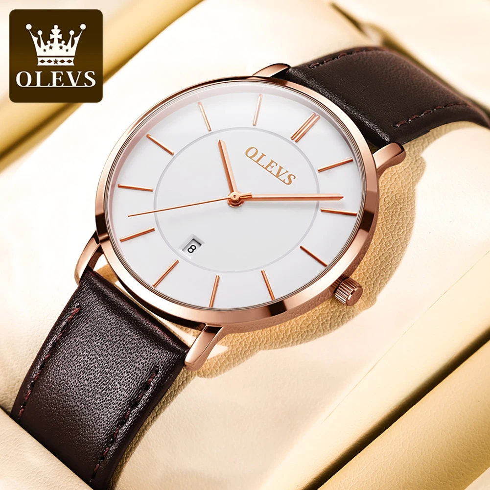 OLVES Japane movement Men Watches Men Watch Ultra Thin 6.5mm Mens Watches Leather Quartz Watch Man Wristwatch horloge mannen