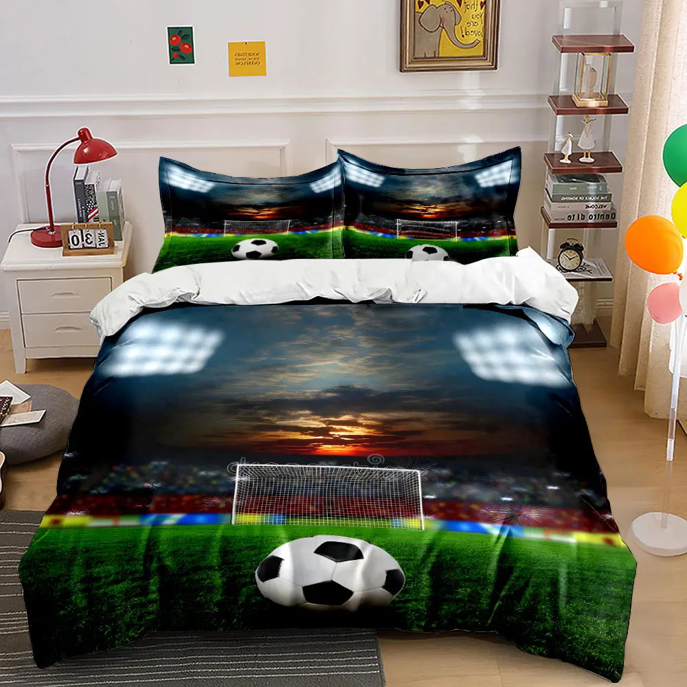 

spotlight Soccer field with ball Print Bedding Set 1 Duvet Cover 2 Pillowcases for Adult and Children Luxury Gift Full Size