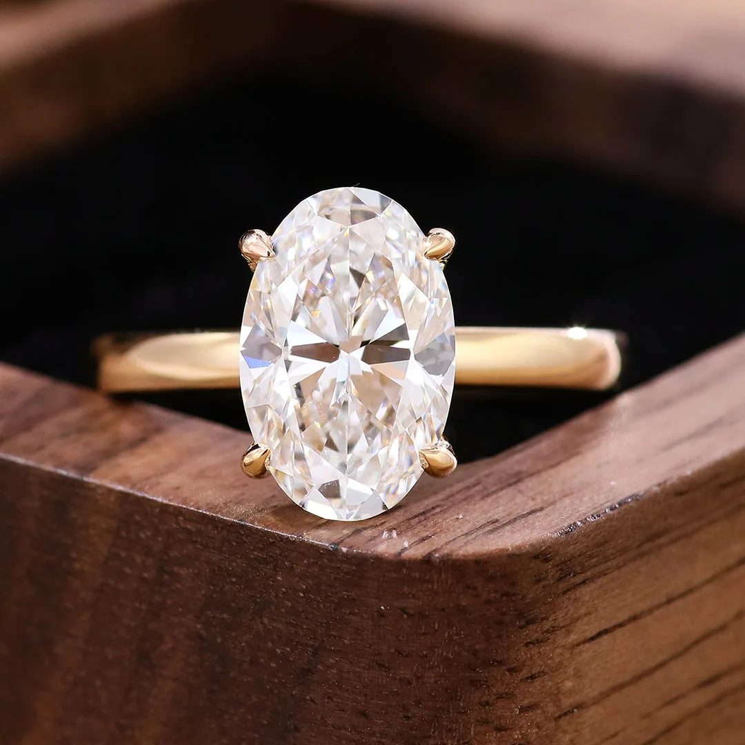 

Ювелирные изделия в стиле прованс, 18-каратное твердое золото, 3CT, овальная огранка, лабораторные обручальные кольца с бриллиантами для женщин, классический пасьянс, обручальное кольцо, подарки на заказ
