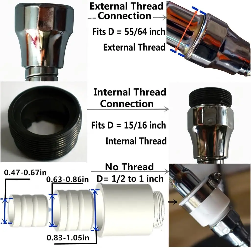 Faucet Sprayer Attachment with Flexible Tap Extension and 360 Degree Aerator for Kitchen Sink Hot Cold Water view 4