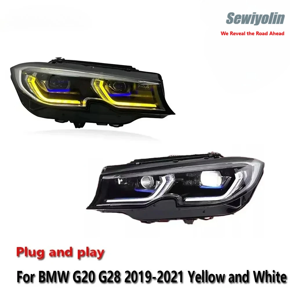 

Светодиодные лампы для фар автомобиля, запчасти для BMW G20 G28 2019-2021, лазерные противотуманные фары, желто-белые ДХО, указатель поворота, подключение