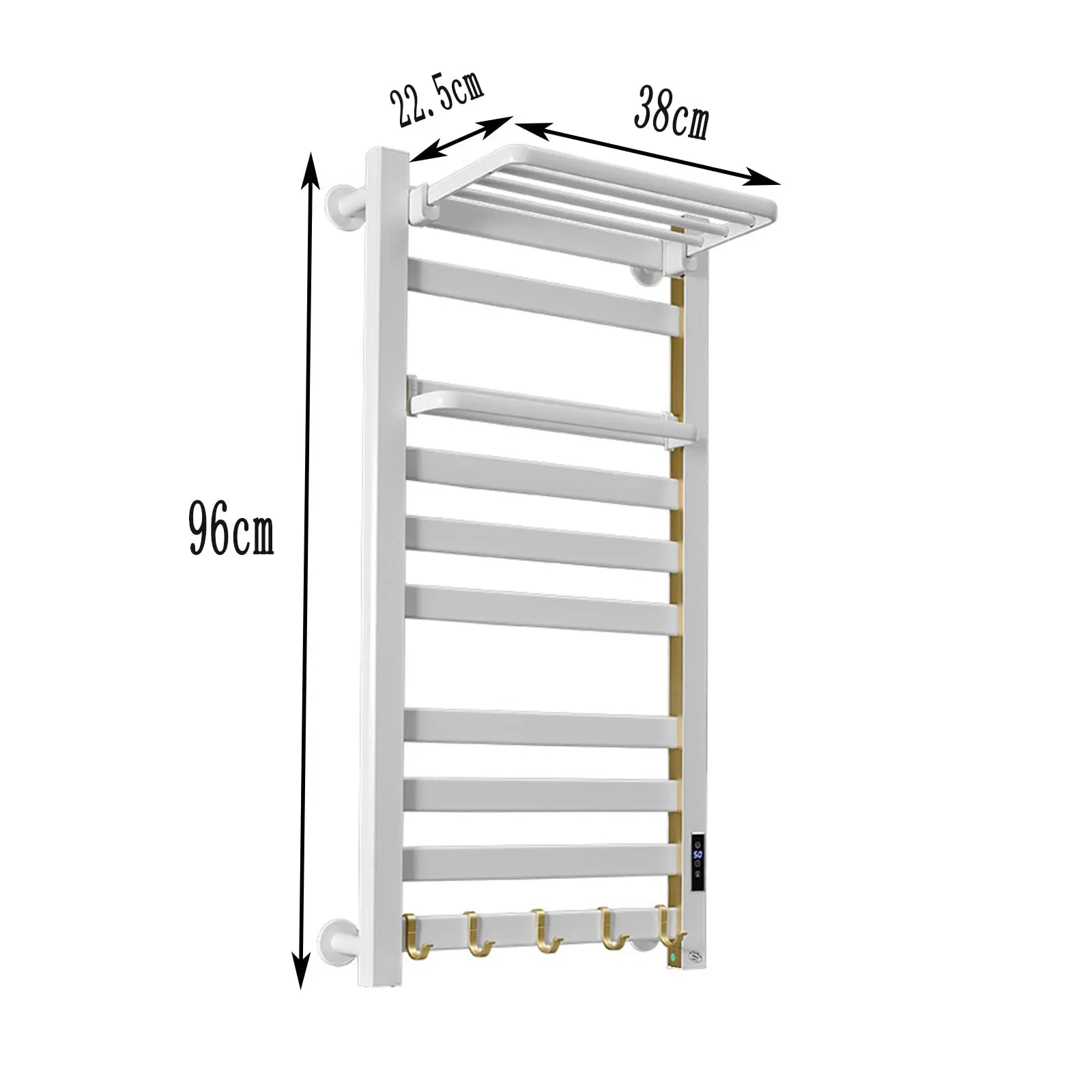 IPX4 Aluminum Towel Warmer Rack for Bathroom, Wall Mounted, Towel Heater with Intelligent Touch Screen Timer, 10 Bars