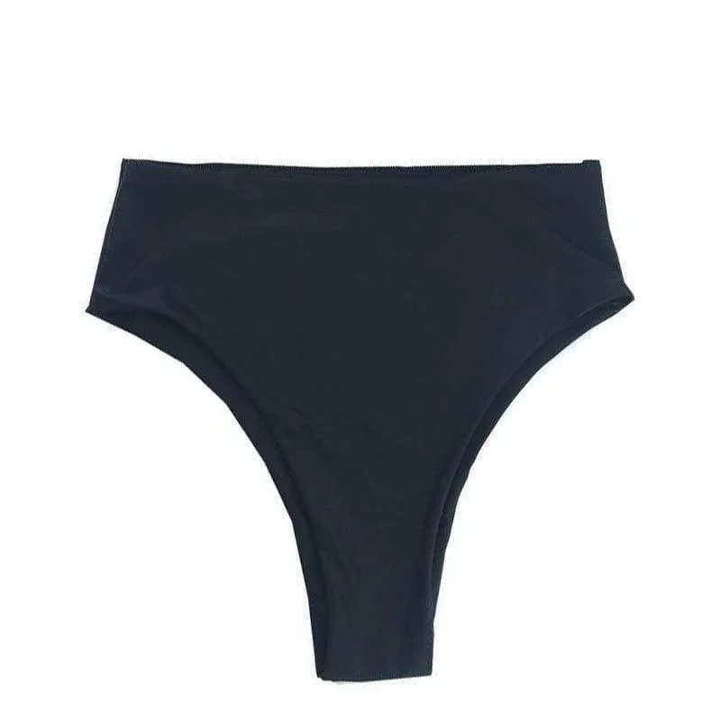 Bikini hoch taillierter Bikini boden in Lakritz schwarz b2