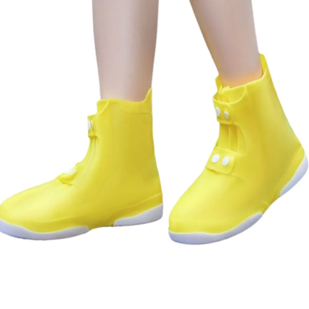 

Пара водонепроницаемых бахил с кнопкой, портативные эластичные противоскользящие бахилы, многоразовые прочные бахилы, дождливые дни