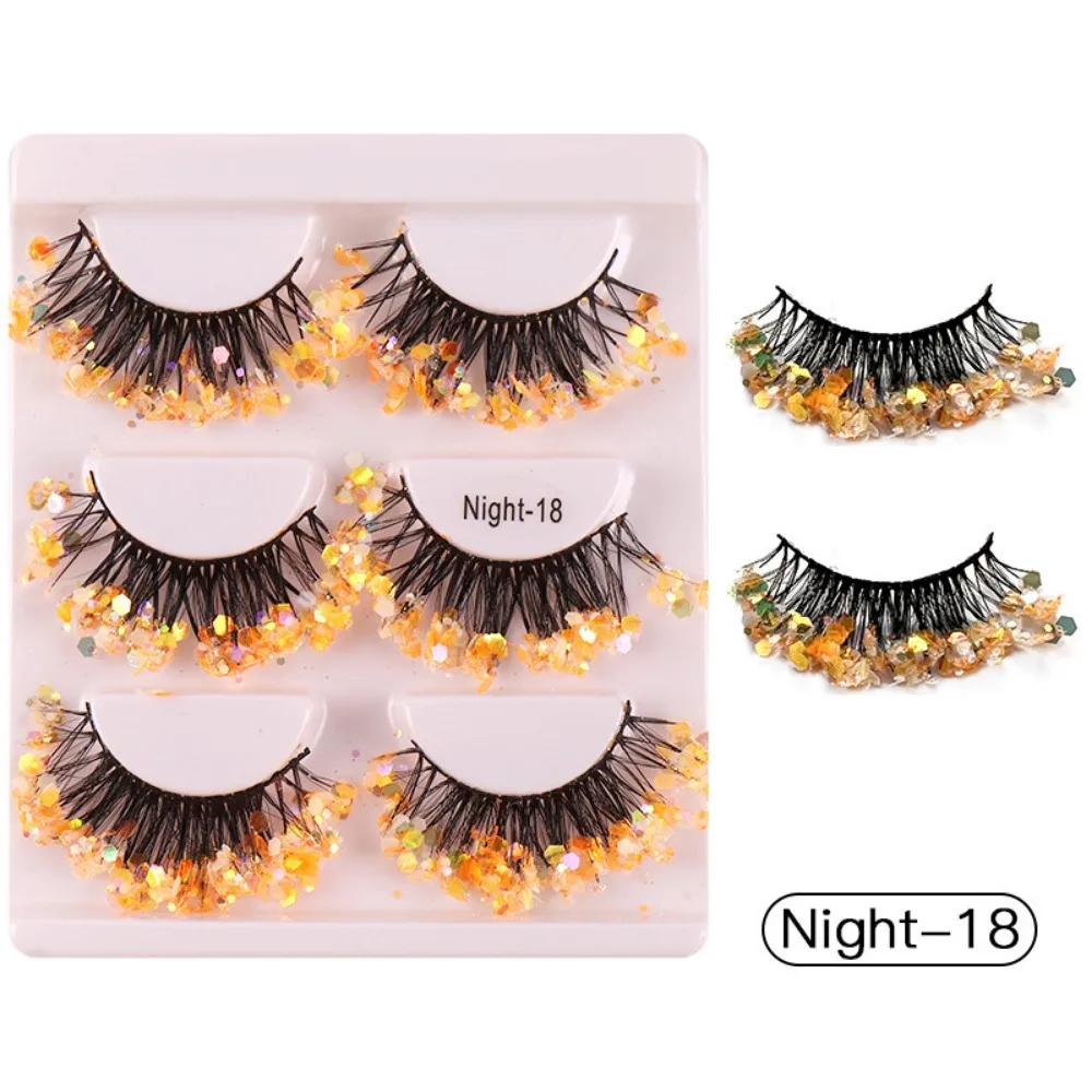 

2 box Thick Fluffy Lashes Glitter Colored Eyelashes Sequin Lashes Extension Luminous Eyelashes Shiny Exaggerated