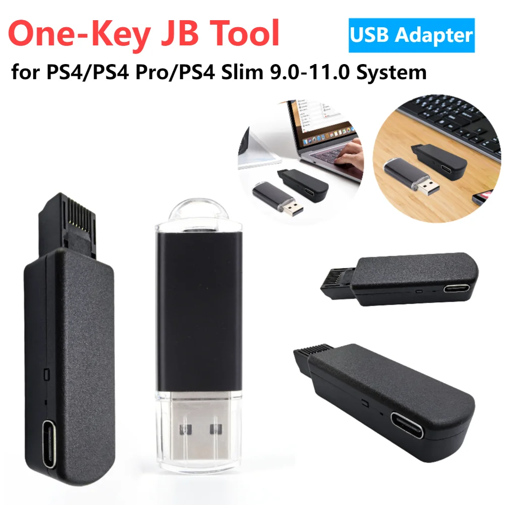 One-Key JB Tool Mod Kit USB Dongle JB USB Adapter w/ Ethernet Type-C Cable Game Accessories for PS4 FW 9.0 11.0 System