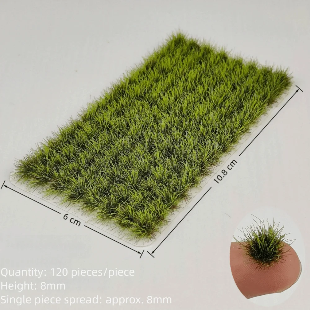 120 Stück mehrfarbige Grasbüschel, 8 mm Höhe, selbstklebendes Miniatur-Blumengrasmodell, DIY-Zubehör, Sandtisch-Layout
