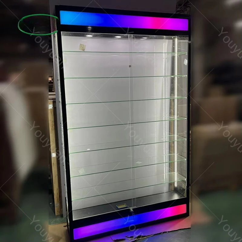 78inch tall lockable Full vision aluminum frame glass display showcase smoke shop display case display cabinet