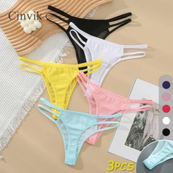 3PCS Sexy Women's Panties Low Waist Cute Female Underwear Transparent Fashion Tangas Comfortable Solid Color Thong Rope Lingerie