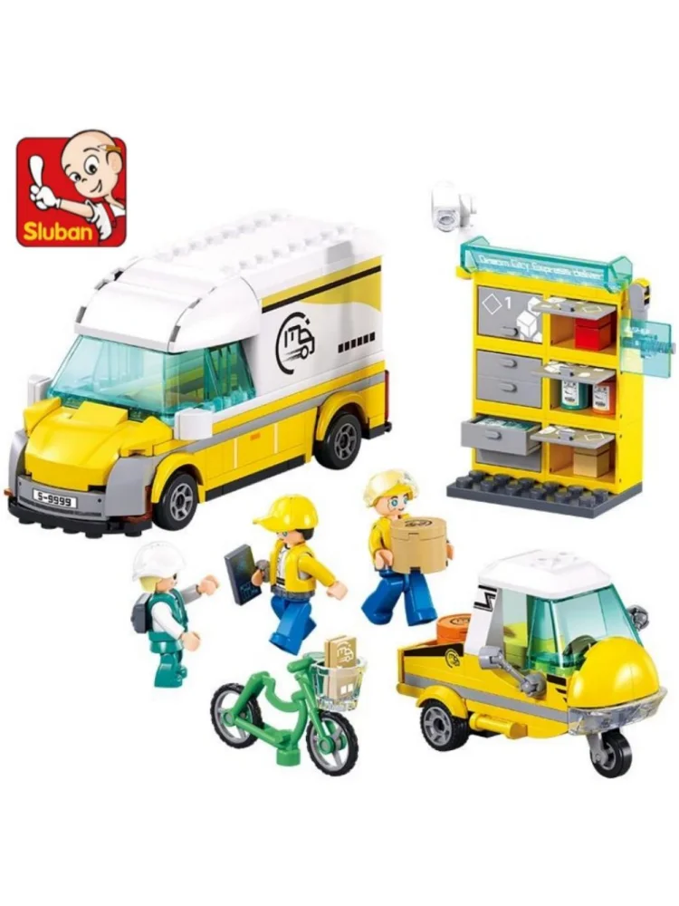 Blocs de construction de modèle de camion conteneur, système de traitement Express, véhicule de livraison éducatif, jouet de voiture pour enfants, 255 pièces