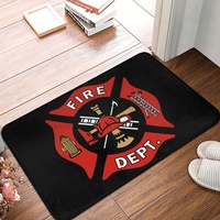 Fireman Fire Rescue Firefighter Non-slip Doormat Fire Department Living Room Kitchen Mat Prayer Carpet Flannel Pattern Decor