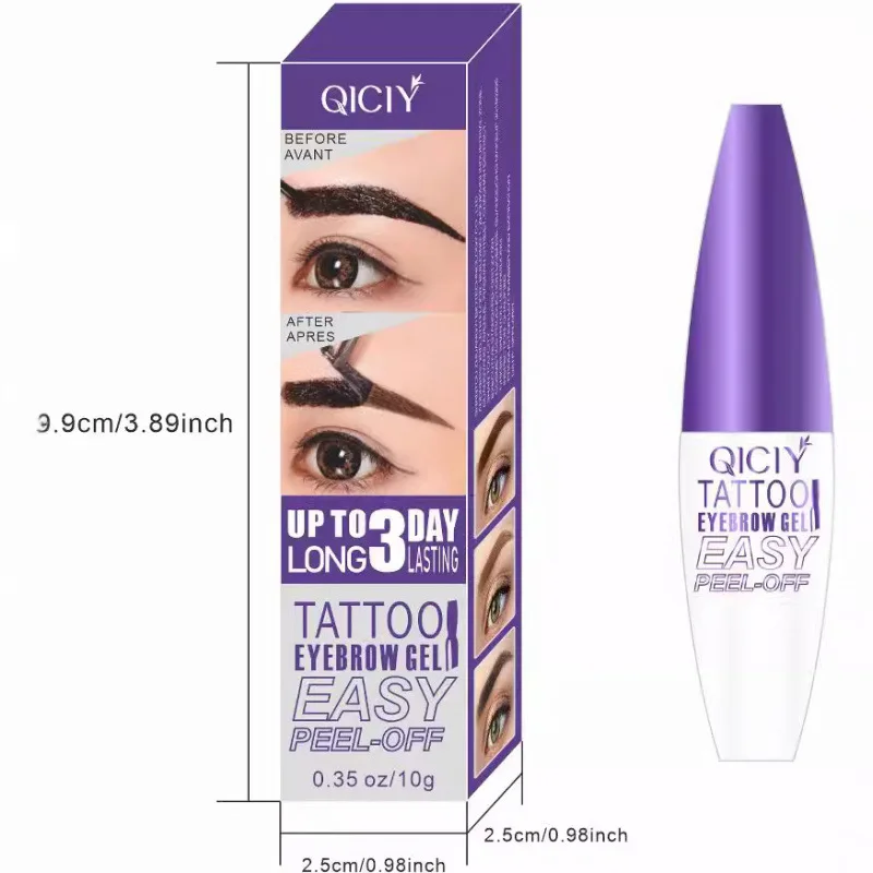 ยาวนาน 3 วัน Tattoo Easy Peel Off Eyebrow Gel ประเภทครีมยาวนาน Smudge-Proof เหงื่อกันน้ําเครื่องสําอาง